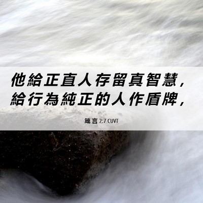 Picture 06 - 箴 言 2:7 CUVT - 他 給 正 直 人 存 留 真 智 慧 ， 給 - Bible Verse Picture