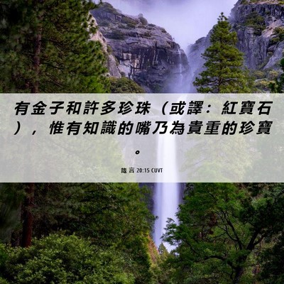Picture 06 - 箴 言 20:15 CUVT - 有 金 子 和 許 多 珍 珠 （ 或 譯 ： - Bible Verse Picture