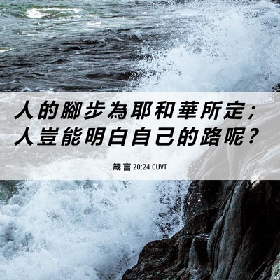Picture 06 - 箴 言 20:24 CUVT - 人 的 腳 步 為 耶 和 華 所 定 ； 人 - Bible Verse Picture