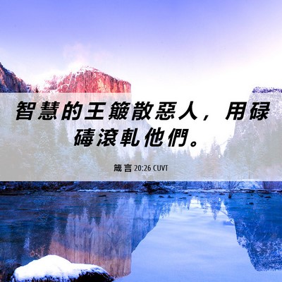 Picture 06 - 箴 言 20:26 CUVT - 智 慧 的 王 簸 散 惡 人 ， 用 碌 碡 - Bible Verse Picture