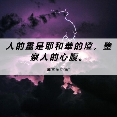 Picture 06 - 箴 言 20:27 CUVT - 人 的 靈 是 耶 和 華 的 燈 ， 鑒 察 - Bible Verse Picture