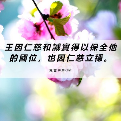 Picture 06 - 箴 言 20:28 CUVT - 王 因 仁 慈 和 誠 實 得 以 保 全 他 - Bible Verse Picture