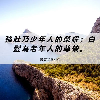 Picture 06 - 箴 言 20:29 CUVT - 強 壯 乃 少 年 人 的 榮 耀 ； 白 髮 - Bible Verse Picture