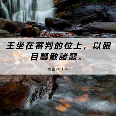 Picture 06 - 箴 言 20:8 CUVT - 王 坐 在 審 判 的 位 上 ， 以 眼 目 - Bible Verse Picture