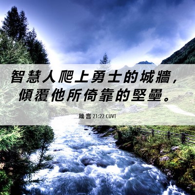 Picture 06 - 箴 言 21:22 CUVT - 智 慧 人 爬 上 勇 士 的 城 牆 ， 傾 - Bible Verse Picture