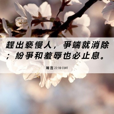 Picture 06 - 箴 言 22:10 CUVT - 趕 出 褻 慢 人 ， 爭 端 就 消 除 ； - Bible Verse Picture