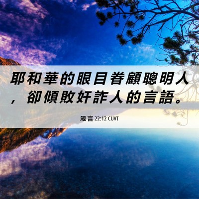 Picture 06 - 箴 言 22:12 CUVT - 耶 和 華 的 眼 目 眷 顧 聰 明 人 ， - Bible Verse Picture