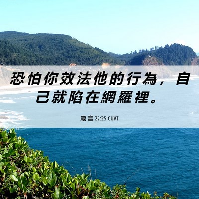 Picture 06 - 箴 言 22:25 CUVT - 恐 怕 你 效 法 他 的 行 為 ， 自 己 - Bible Verse Picture