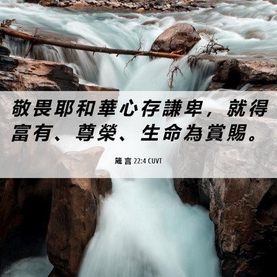 Picture 06 - 箴 言 22:4 CUVT - 敬 畏 耶 和 華 心 存 謙 卑 ， 就 得 - Bible Verse Picture