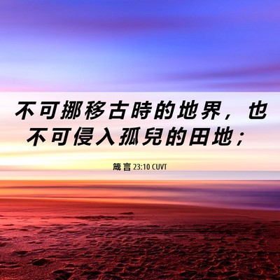 Picture 06 - 箴 言 23:10 CUVT - 不 可 挪 移 古 時 的 地 界 ， 也 不 - Bible Verse Picture