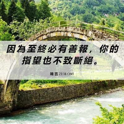 Picture 06 - 箴 言 23:18 CUVT - 因 為 至 終 必 有 善 報 ， 你 的 指 - Bible Verse Picture