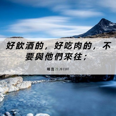 Picture 06 - 箴 言 23:20 CUVT - 好 飲 酒 的 ， 好 吃 肉 的 ， 不 要 - Bible Verse Picture