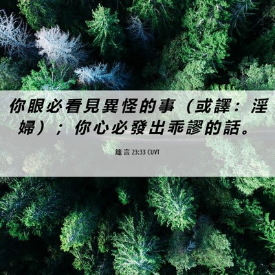 Picture 06 - 箴 言 23:33 CUVT - 你 眼 必 看 見 異 怪 的 事 （ 或 譯 - Bible Verse Picture