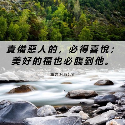 Picture 06 - 箴 言 24:25 CUVT - 責 備 惡 人 的 ， 必 得 喜 悅 ； 美 - Bible Verse Picture