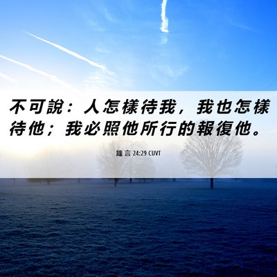 Picture 06 - 箴 言 24:29 CUVT - 不 可 說 ： 人 怎 樣 待 我 ， 我 也 - Bible Verse Picture