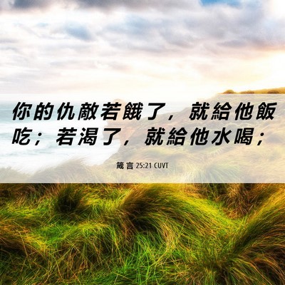 Picture 06 - 箴 言 25:21 CUVT - 你 的 仇 敵 若 餓 了 ， 就 給 他 飯 - Bible Verse Picture