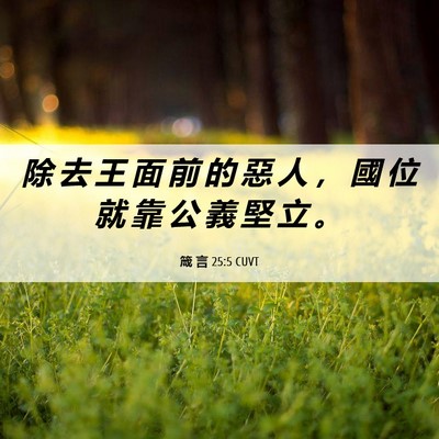 Picture 06 - 箴 言 25:5 CUVT - 除 去 王 面 前 的 惡 人 ， 國 位 就 - Bible Verse Picture