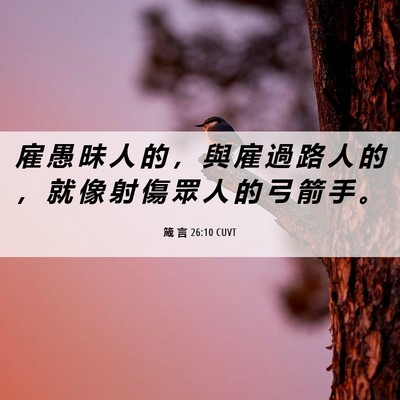 Picture 06 - 箴 言 26:10 CUVT - 雇 愚 昧 人 的 ， 與 雇 過 路 人 的 - Bible Verse Picture