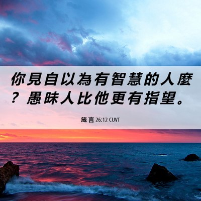 Picture 06 - 箴 言 26:12 CUVT - 你 見 自 以 為 有 智 慧 的 人 麼 ？ - Bible Verse Picture