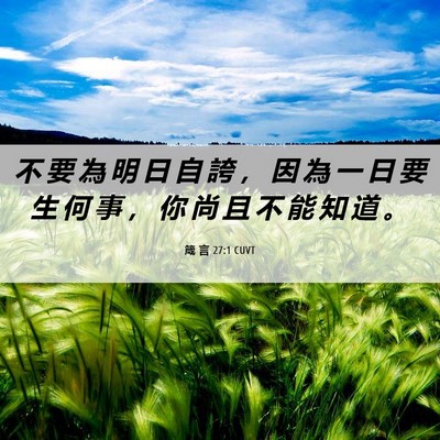 Picture 06 - 箴 言 27:1 CUVT - 不 要 為 明 日 自 誇 ， 因 為 一 日 - Bible Verse Picture