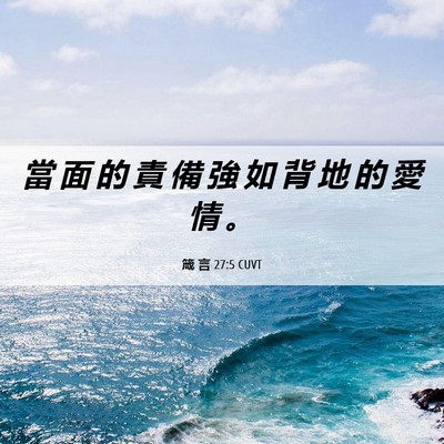 Picture 06 - 箴 言 27:5 CUVT - 當 面 的 責 備 強 如 背 地 的 愛 情 - Bible Verse Picture