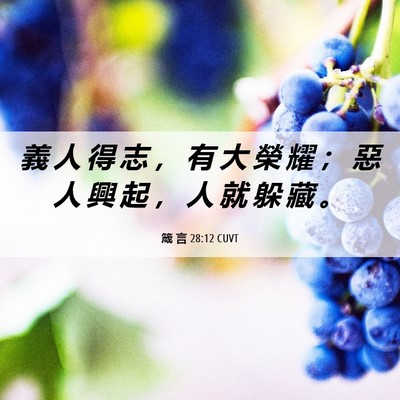 Picture 06 - 箴 言 28:12 CUVT - 義 人 得 志 ， 有 大 榮 耀 ； 惡 人 - Bible Verse Picture