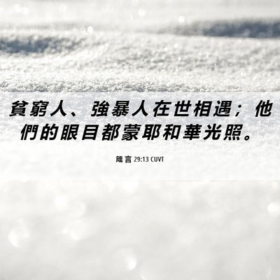 Picture 06 - 箴 言 29:13 CUVT - 貧 窮 人 、 強 暴 人 在 世 相 遇 ； - Bible Verse Picture