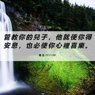 Picture 06 - 箴 言 29:17 CUVT - 管 教 你 的 兒 子 ， 他 就 使 你 得 - Bible Verse Picture