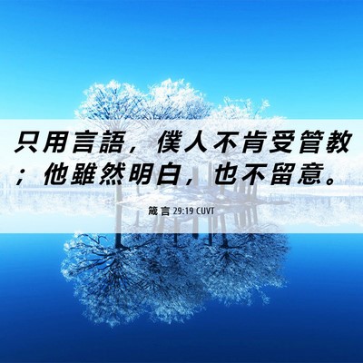 Picture 06 - 箴 言 29:19 CUVT - 只 用 言 語 ， 僕 人 不 肯 受 管 教 - Bible Verse Picture