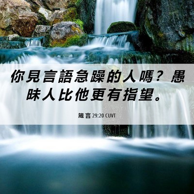 Picture 06 - 箴 言 29:20 CUVT - 你 見 言 語 急 躁 的 人 嗎 ？ 愚 昧 - Bible Verse Picture