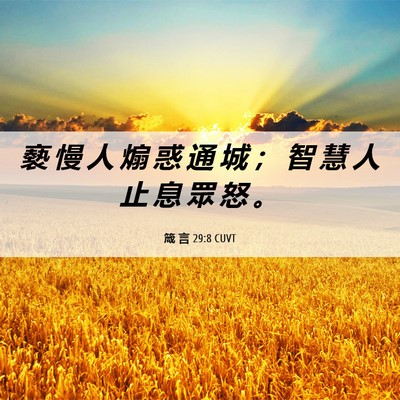 Picture 06 - 箴 言 29:8 CUVT - 褻 慢 人 煽 惑 通 城 ； 智 慧 人 止 - Bible Verse Picture