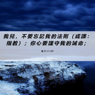 Picture 06 - 箴 言 3:1 CUVT - 我 兒 ， 不 要 忘 記 我 的 法 則 （ - Bible Verse Picture