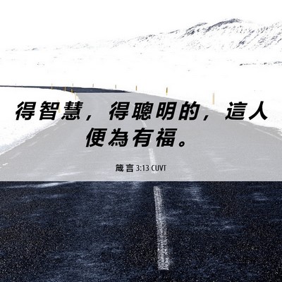 Picture 06 - 箴 言 3:13 CUVT - 得 智 慧 ， 得 聰 明 的 ， 這 人 便 - Bible Verse Picture