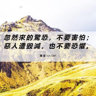 Picture 06 - 箴 言 3:25 CUVT - 忽 然 來 的 驚 恐 ， 不 要 害 怕 ； - Bible Verse Picture