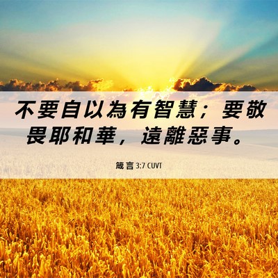 Picture 06 - 箴 言 3:7 CUVT - 不 要 自 以 為 有 智 慧 ； 要 敬 畏 - Bible Verse Picture
