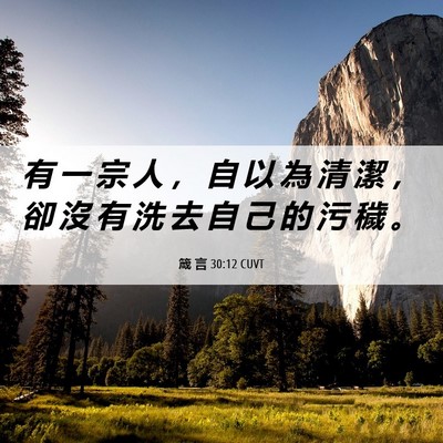 Picture 06 - 箴 言 30:12 CUVT - 有 一 宗 人 ， 自 以 為 清 潔 ， 卻 - Bible Verse Picture