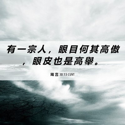 Picture 06 - 箴 言 30:13 CUVT - 有 一 宗 人 ， 眼 目 何 其 高 傲 ， - Bible Verse Picture