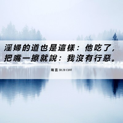 Picture 06 - 箴 言 30:20 CUVT - 淫 婦 的 道 也 是 這 樣 ： 他 吃 了 - Bible Verse Picture
