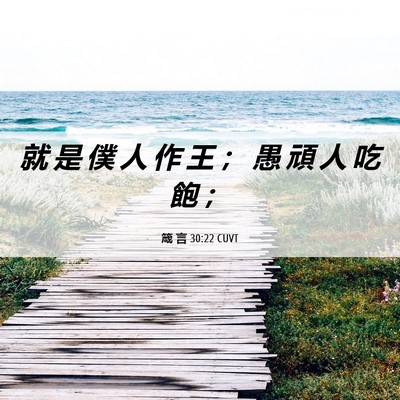 Picture 06 - 箴 言 30:22 CUVT - 就 是 僕 人 作 王 ； 愚 頑 人 吃 飽 - Bible Verse Picture