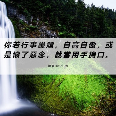Picture 06 - 箴 言 30:32 CUVT - 你 若 行 事 愚 頑 ， 自 高 自 傲 ， - Bible Verse Picture