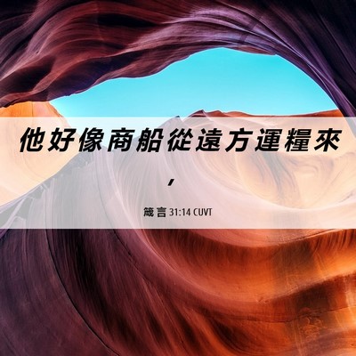 Picture 06 - 箴 言 31:14 CUVT - 他 好 像 商 船 從 遠 方 運 糧 來 - Bible Verse Picture