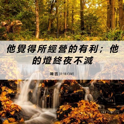 Picture 06 - 箴 言 31:18 CUVT - 他 覺 得 所 經 營 的 有 利 ； 他 的 - Bible Verse Picture