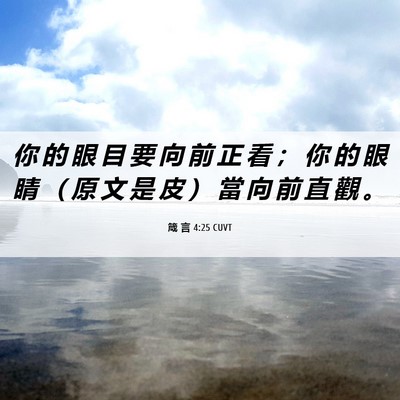 Picture 06 - 箴 言 4:25 CUVT - 你 的 眼 目 要 向 前 正 看 ； 你 的 - Bible Verse Picture