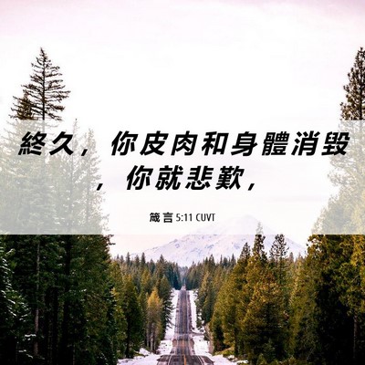 Picture 06 - 箴 言 5:11 CUVT - 終 久 ， 你 皮 肉 和 身 體 消 毀 ， - Bible Verse Picture