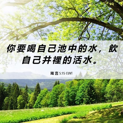 Picture 06 - 箴 言 5:15 CUVT - 你 要 喝 自 己 池 中 的 水 ， 飲 自 - Bible Verse Picture
