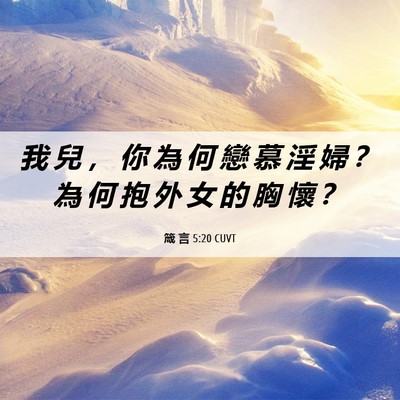 Picture 06 - 箴 言 5:20 CUVT - 我 兒 ， 你 為 何 戀 慕 淫 婦 ？ 為 - Bible Verse Picture