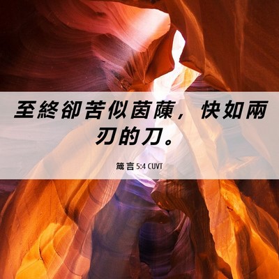 Picture 06 - 箴 言 5:4 CUVT - 至 終 卻 苦 似 茵 蔯 ， 快 如 兩 刃 - Bible Verse Picture