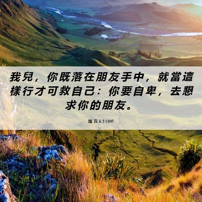 Picture 06 - 箴 言 6:3 CUVT - 我 兒 ， 你 既 落 在 朋 友 手 中 ， - Bible Verse Picture