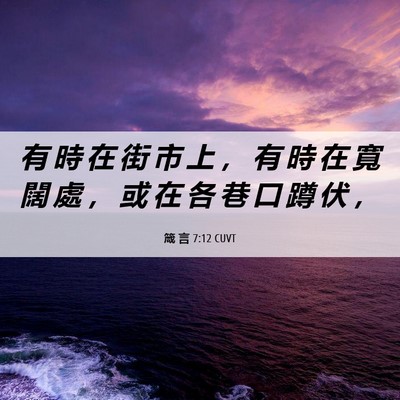 Picture 06 - 箴 言 7:12 CUVT - 有 時 在 街 市 上 ， 有 時 在 寬 闊 - Bible Verse Picture