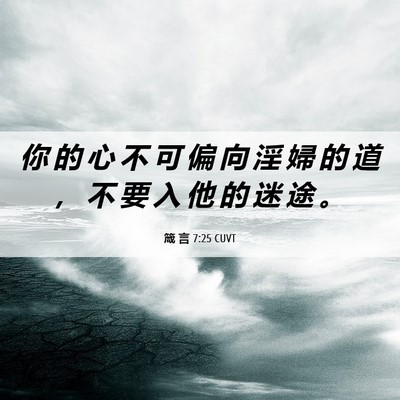 Picture 06 - 箴 言 7:25 CUVT - 你 的 心 不 可 偏 向 淫 婦 的 道 ， - Bible Verse Picture